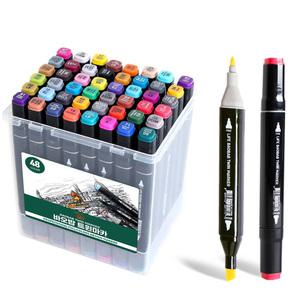 B0B PP 투명케이스 트윈마카 48색 전문가용 트윈 마카펜 드로잉 양면 촉 터치필 디자인 가방형