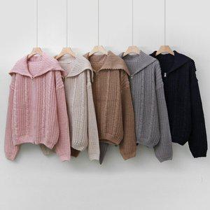 [샵앤SHOP][샵앤] 여성 세일러 카라 투웨이 꽈배기 집업 가디건 GND-WCD-3811