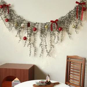 /더플라워마켓 [무료배송] 1.8M 벨벳리본 커텐가랜드지네전구set