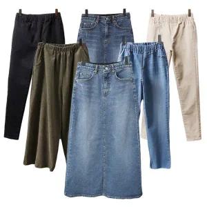 [하프클럽/]중년 빅사이즈 청 치마 바지 데님 롱 스커트 엄마 옷