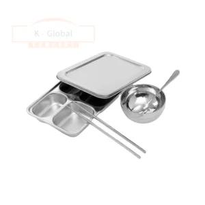 4구 스텐식판 세트 뚜껑포함 소 병원용식판