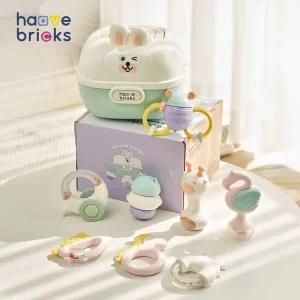 [하베브릭스]신생아 잼잼이딸랑이 장난감 8종 선물세트 (+토끼케이스)