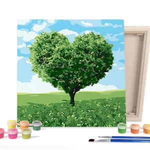 [아트박스]/아이러브페인팅 DIY캔버스형 그림그리기 25x25cm 그린하트트리
