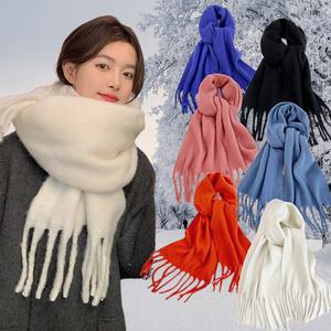 겨울 앙고라 머플러 빅사이즈 커플 남성 여성 학생 니트 롱 털 여자 남자 긴 무지 목도리