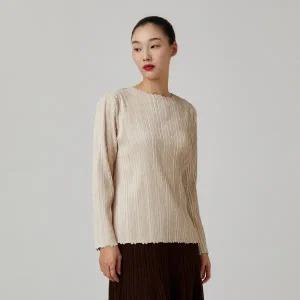 [플리츠미](대구신세계)그레인 플리츠 기모 티셔츠_EPTSW024021