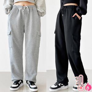 [따뜻/4XL] 기모 히트 카고조거팬츠 허리밴딩 겨울바지 남녀공용 빅사이즈까지 데일리 운동복 사방스판