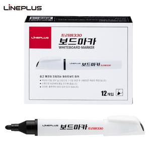 라인플러스 트리마 330 화이트 보드마카 2mm 낱색 1타 12개입 삼각 마커