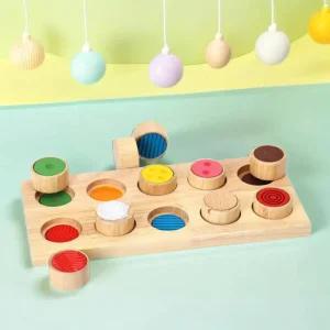 캐스비 촉감놀이 장난감 칼라풀 촉감자극판 패턴 기둥 퍼즐 블록 매칭 짝맞추기 소근육발달