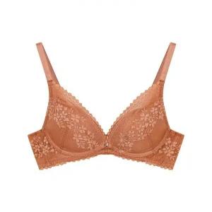 여성 원더핏 에어오일패드 노와이어 풀컵 브라_브라운