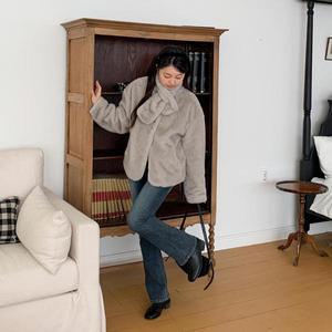 [기타]무스탕 하피코트 목도리 세트 퍼트리밍 겨울점퍼