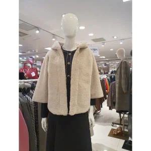 [하프클럽/] 24겨울  인조양털 7부 집업 후드 점퍼2682