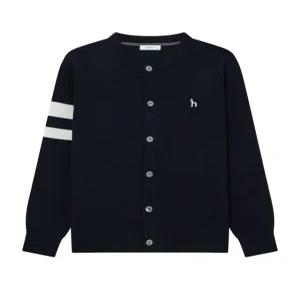 헤지스 남성 24FW 네이비 라인배색 울혼방 가디건 HZSW4D200N2