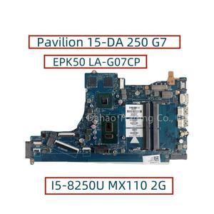 HP 파빌리온 15-DA 250 G7 노트북 마더보드, EPK50 LA-G07CP, I5-8250U MX110 2G GPU DDR4 L24362-001 L203