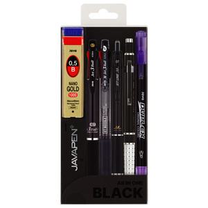 자바 올인원 선물세트 블랙 필기구 7본 문구 패키지 멀티펜 3색 볼펜 샤프 트윈 형광펜 선물용 