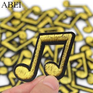 자수 골드 음악 노트 아플리케, 의류 가방, 청바지 코트 패치, DIY 스웨터 스티커, 수제 바느질 패치, 10