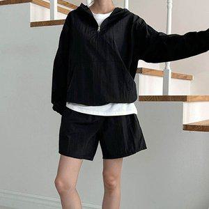 [기타]여성 아노락 긴팔 반바지 세트 후드 밴딩 트레이닝복 (WFFTFCL)