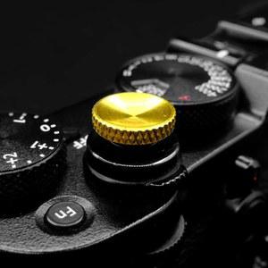 누아르보겔 카메라 셔터 버튼, 고급스럽고 정교한 순수 구리 릴리스 고무 링 장착(2팩 - 광택 골드 기어 스타일)