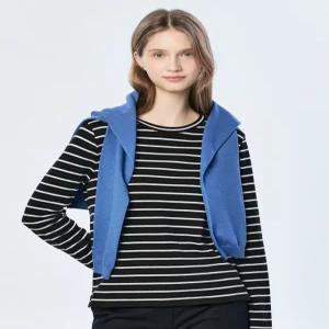 [헤지스 여성] [25SS] HSTS5AC11BK 에센셜 스트라이프 긴팔 티셔츠 블랙