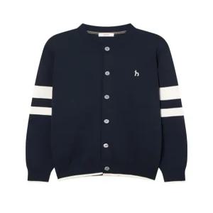 헤지스 남성 25SS 네이비 면 라운드 배색 가디건 HZSW5A203N2