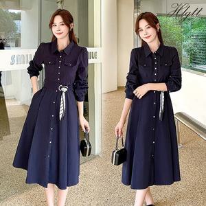 [헬리꽁땡] 퍼프 셔츠원피스+스카프벨트(2종)