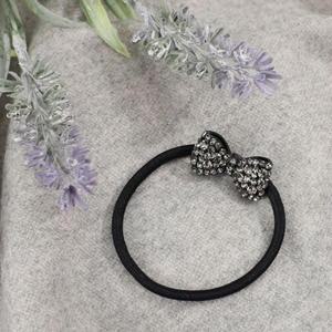 [JHQSTLI8_52C0]엔젤슈슈 헤어끈 리본 블랙 머리끈 큐빅 방