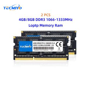 TECMIYO 2X4GB/2X8GB DDR3 DDR3L 1066-1600MHz 노트북 메모리 RAM 1.5V/1.35V PC3/PC3L-12800S PC3-10600S