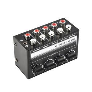 미니 스테레오 오디오 믹서 라이브 4 채널 패시브 콘솔 배터리가없는 볼륨 컨트롤