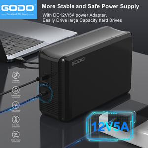 GODO 듀얼 베이 RAID 하드 드라이브 인클로저 3.5 인치 USB3.0-3.5 SATA HDD 외장 0/1/JBOD/PM 모드 최대 4