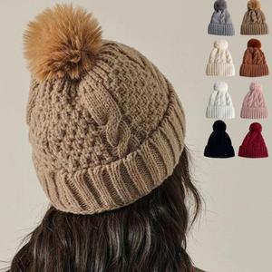 [JHQRNXJ0_4B]여성 방울 비니 겨울모자 꽈배기 니트 모자