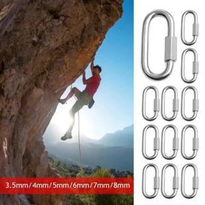 스테인리스 스틸 타원형 퀵 링크 D-Lock 카라비너 안전 후크 클라이밍 버클 기어 3.5-10mm 1 개