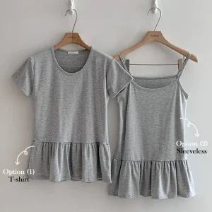 [코코블랑] 셔링 레이어드 탑(나시,티셔츠)