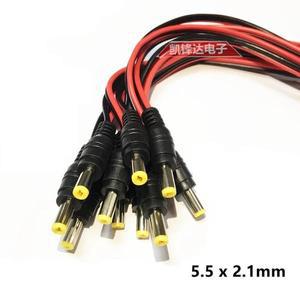 CCTV 카메라 커넥터용 피그테일 케이블 잭 수컷 플러그 12V DC 전원 연장 와이어 2.1x5.5mm 10 개/로트
