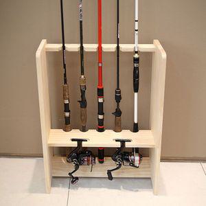 아름데코 원목 낚시대 거치대 5구+릴 거치대