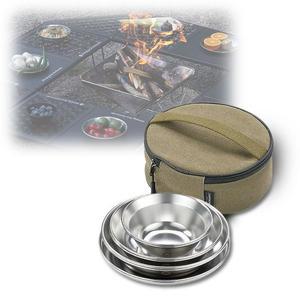 [MELJLO95_53D4]취사 스텐 식기 야외 원형 그릇 접시 세트