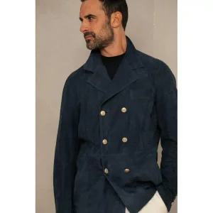 [LANSMERE] RIFUGIO 더블 브레스트 스웨이드 아우터 - 로열 블루 (LA513ZRF1N)