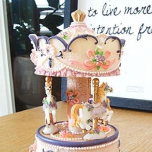 LED회전목유행마 오르골 앤틱 인테리어소품 선물 뮤직박스