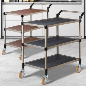 월넛우드 3트렌단 특대 와인바퀴 써빙카트 주방트롤리웨건