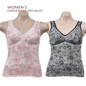 (쏘로사떼)플라워패턴 로맨틱 노몰드 인견소재 브라런닝