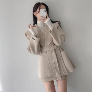 [VY] 여자 스트랩 세라카라 FW 헤링본 하프 코트