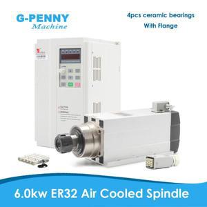 G-Penny 공랭식 스핀들 모터, 플랜지 포함, 7.5KW 풀링 인버터, 세라믹 베어링, 300Hz, 220V, 380V, 6KW ER