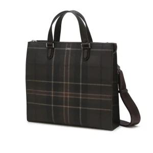 닥스 액세서리 남성 24FW [스테디셀러]브라운 체크 가죽 토트백 WBBA4F692W3