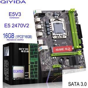 QIYIDA X79 마더보드, XEON E5 2470 V2, 1*16GB DDR3 REG ECC PC3 10600R 메모리 콤보 키트 세트, NVME MAT