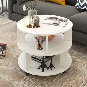 화이트 60cm 티테이블 원형테이블 이동식/수납공간/MDF/조립형/오픈선반/넓은탁자/인테리어