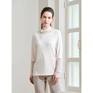 [Elegance Madam]헤이린 메쉬 배색 블라우스 K252BL06_P393948250