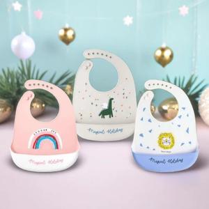 나비 실리콘 턱받이 파스텔 흘림방지 유아턱받이 이유식 앞치마 주머니 아기 식사 밥먹기