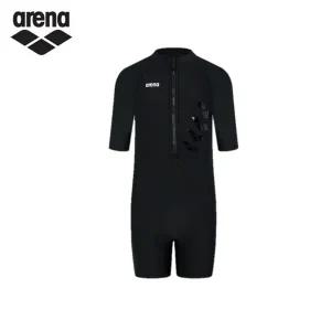 아레나 A5SG1GI10 BLK 액셀 여자 아동 반팔 지퍼형 3부 반신 슈트 실내 수영복