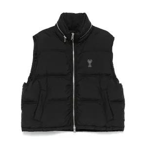 [아미][명품] 아미 하트 로고 패딩 조끼 블랙 HJK703 PA0009 001