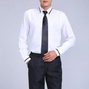 화이트 교복몰 긴팔 남자 블랙라인 교복셔츠 (대여)