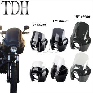 15 페어링 9 라이트 FXDXT 다이나 75 5 12 인치 할리 커스텀 스트리트 라이더용 FXDX 밥 프론트 오토바이 카울 실드