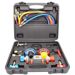 듀얼 밸브 압력 게이지 자동 에어컨 냉매 프레온 씰 링 진단 수리 키트, R134 R22 R404A R407C